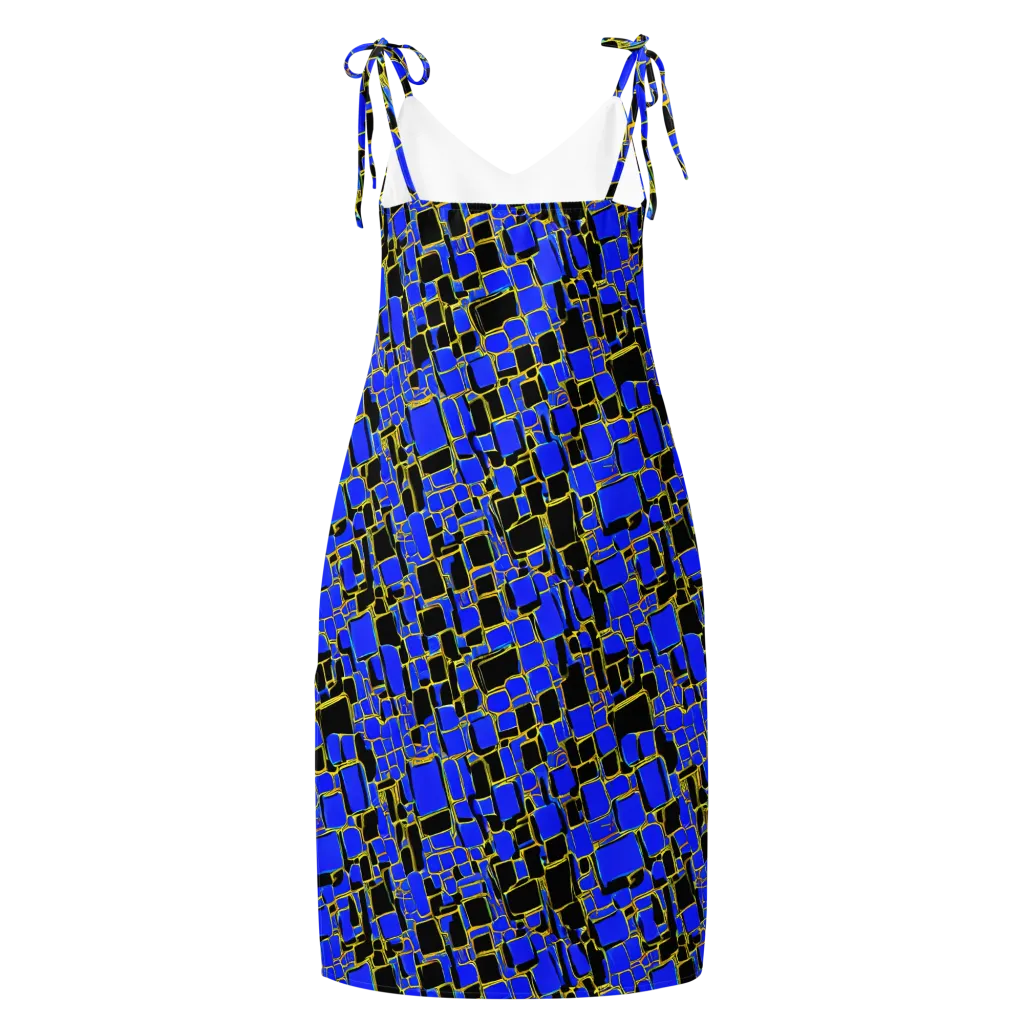 Blue Gold Matrix on Slip Dress — Back