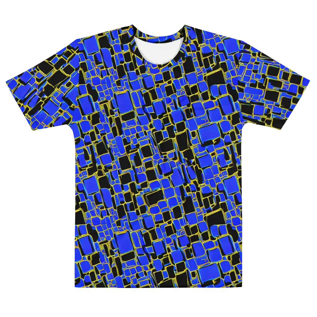 Blue Gold Matrix on Men's Cotton Crew Neck T-Shirt — Front
