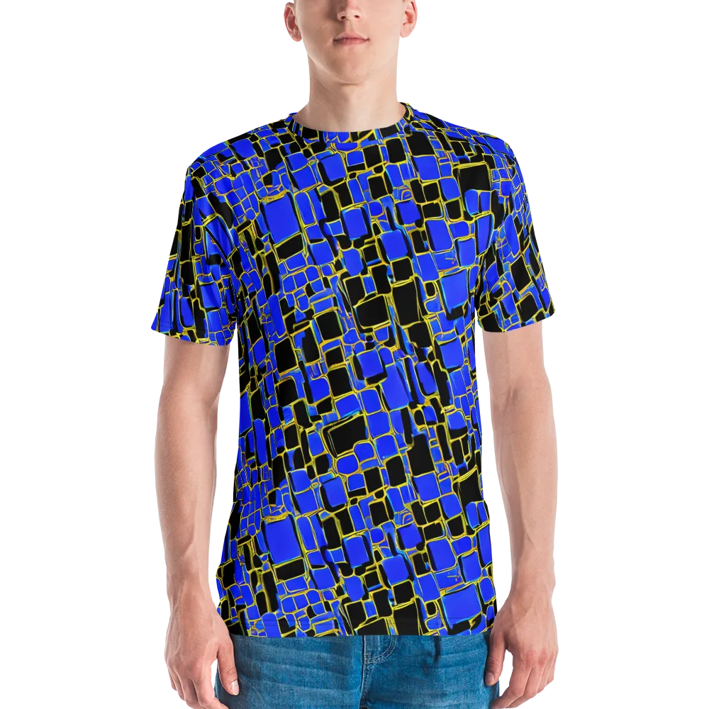 Blue Gold Matrix on Men's Crew Neck T-Shirt — Front