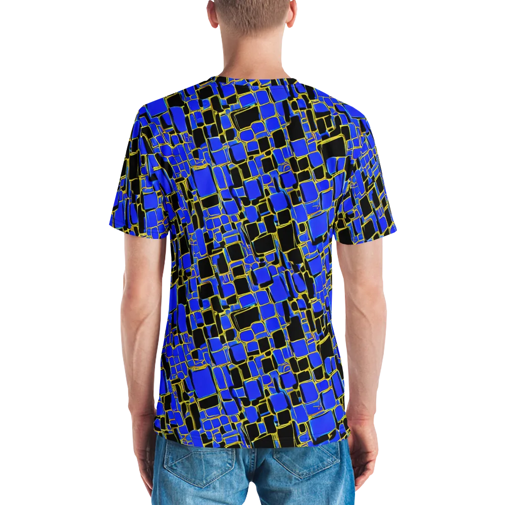 Blue Gold Matrix on Men's Crew Neck T-Shirt — Back