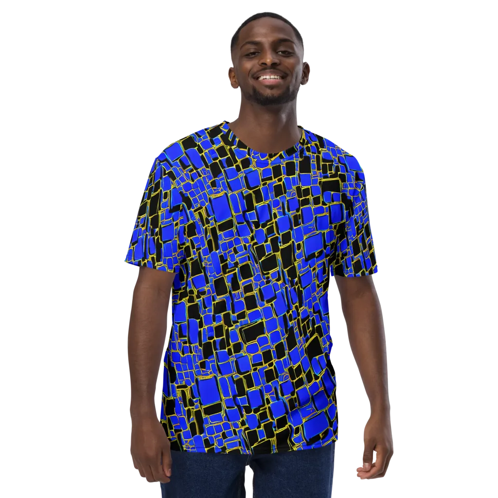 Blue Gold Matrix on Men's Crew Neck T-Shirt — Front