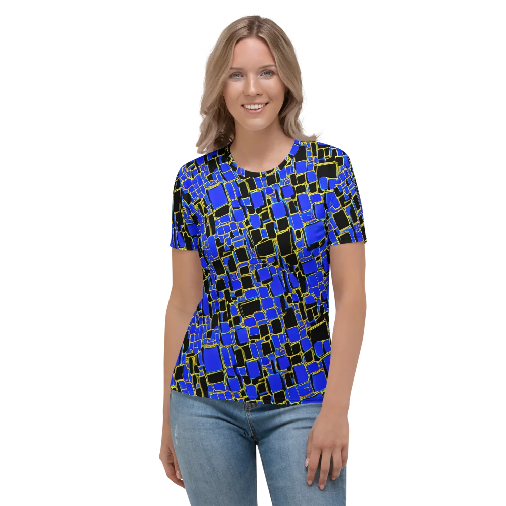 Blue Gold Matrix on Women's Crew Neck T-Shirt — Front