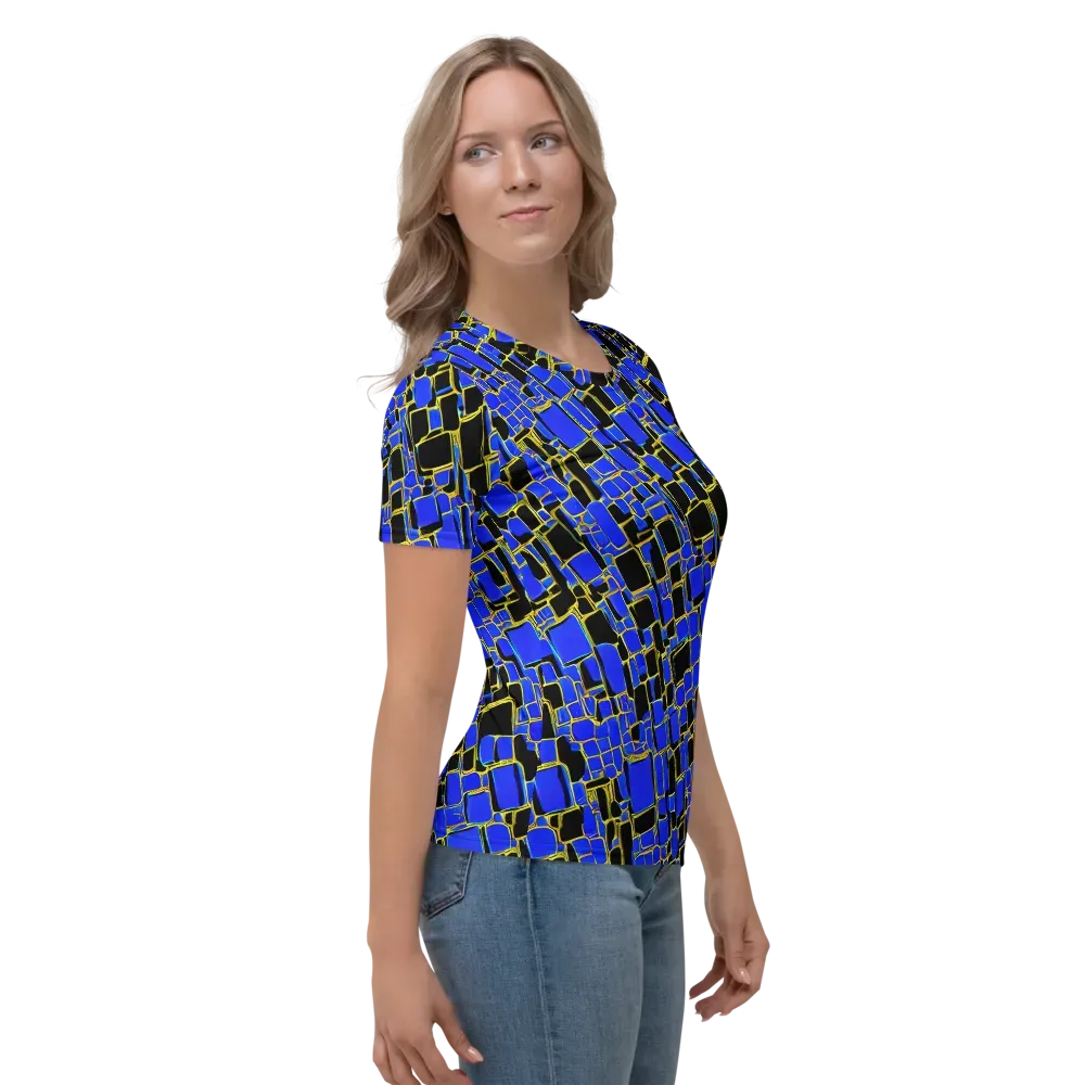 Blue Gold Matrix on Women's Crew Neck T-Shirt — Right