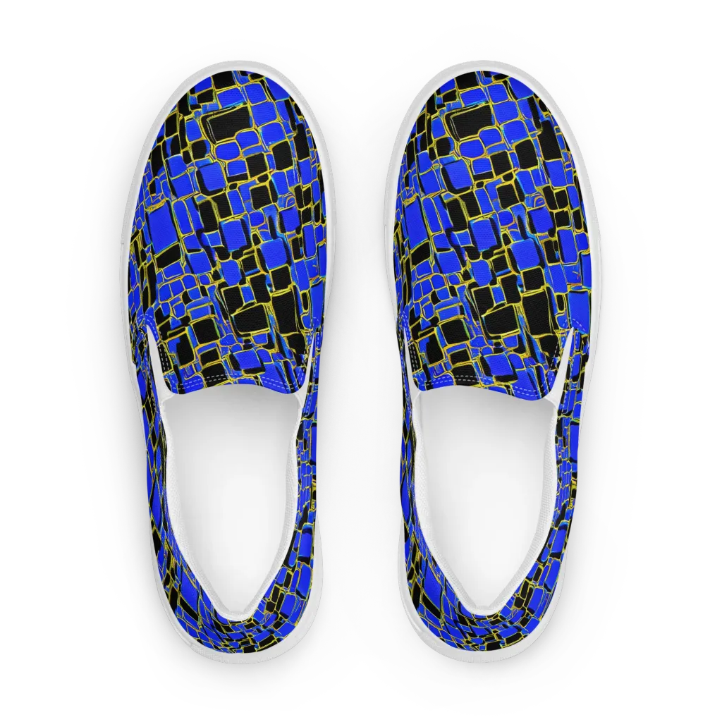 Blue Gold Matrix on Men's Slip-On Canvas Shoes — Front