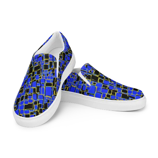 Blue Gold Matrix on a Men's Slip-On Canvas Shoes