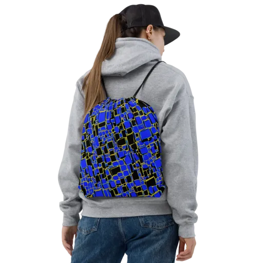 Blue Gold Matrix on a Drawstring Bag