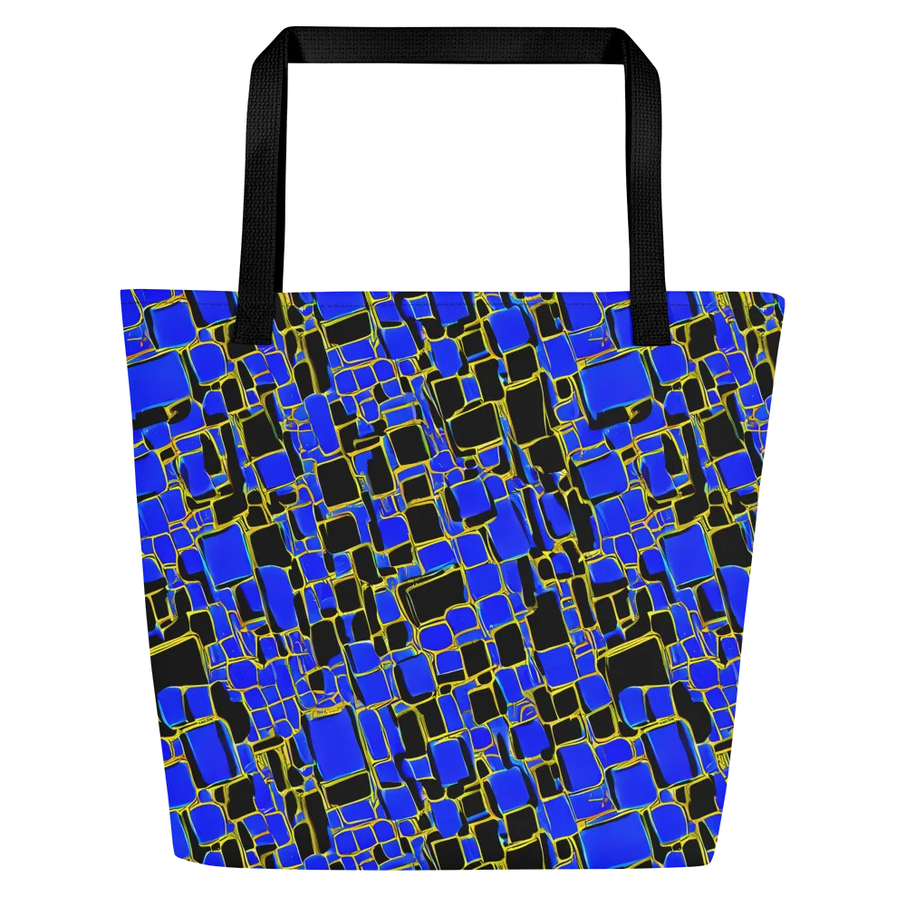 Blue Gold Matrix on Large Tote Bag W/ Pocket — Front