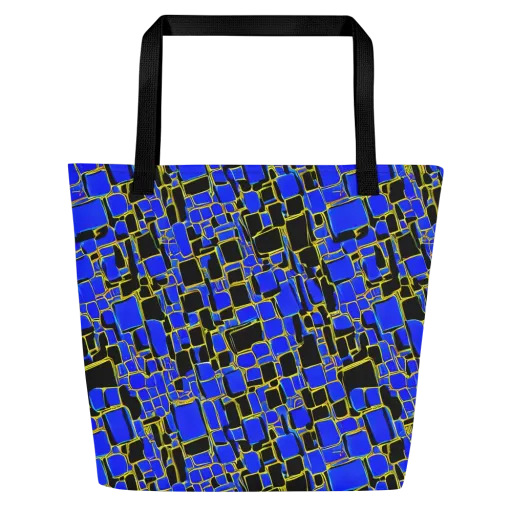 Blue Gold Matrix on a Large Tote Bag W/ Pocket