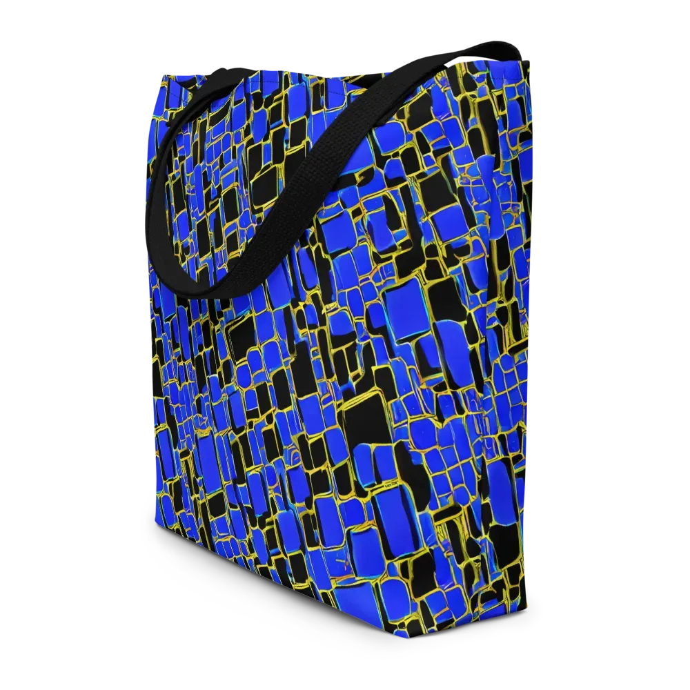 Blue Gold Matrix on Large Tote Bag W/ Pocket — Front