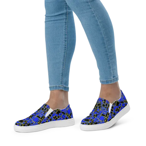 Blue Gold Matrix on a Women's Slip-On Canvas Shoes