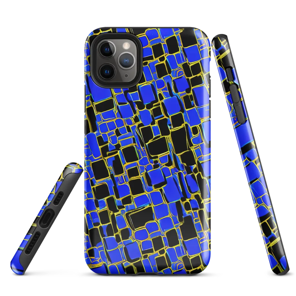Blue Gold Matrix on Tough Case for iPhone® — Front