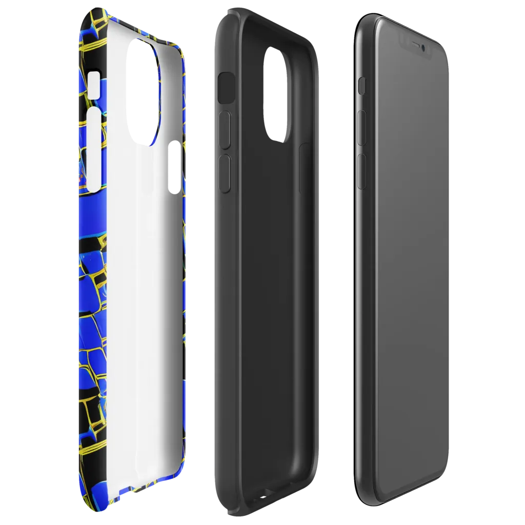 Blue Gold Matrix on Tough Case for iPhone® — Right