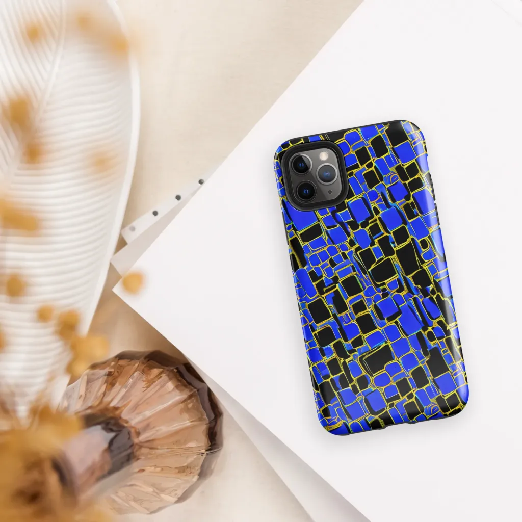 Blue Gold Matrix on Tough Case for iPhone® — Front