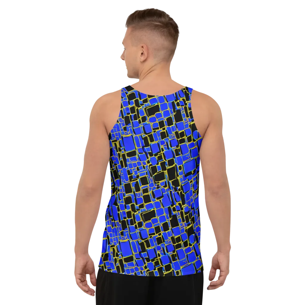 Blue Gold Matrix on Men's Tank Top — Back