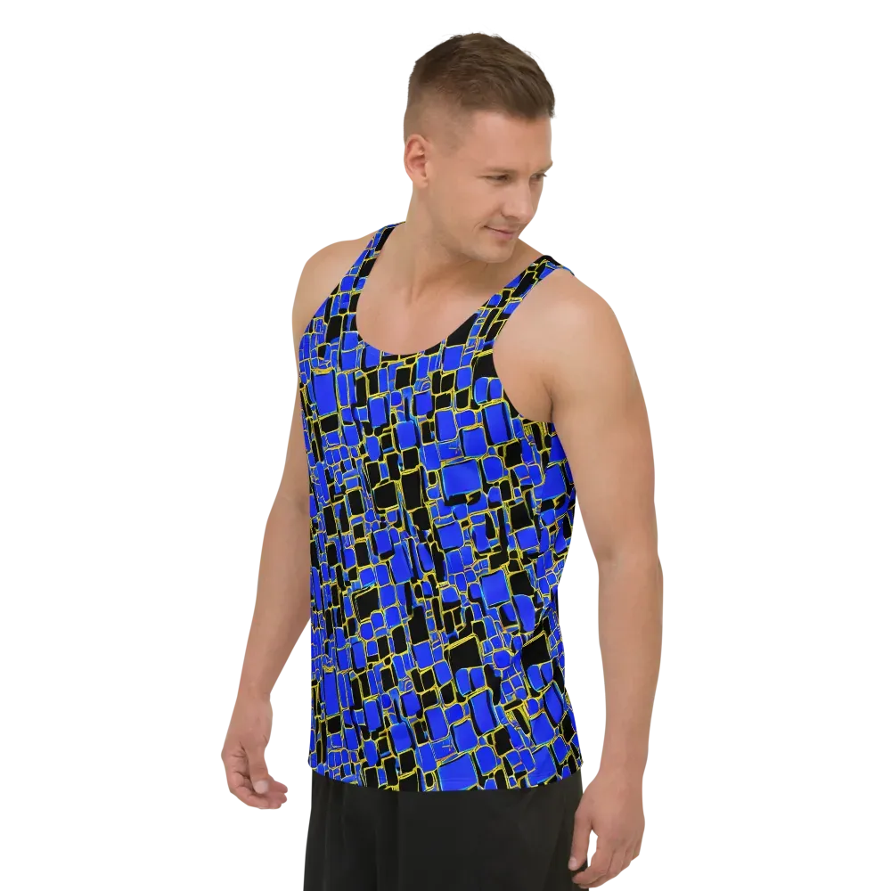 Blue Gold Matrix on Men's Tank Top — Left Front