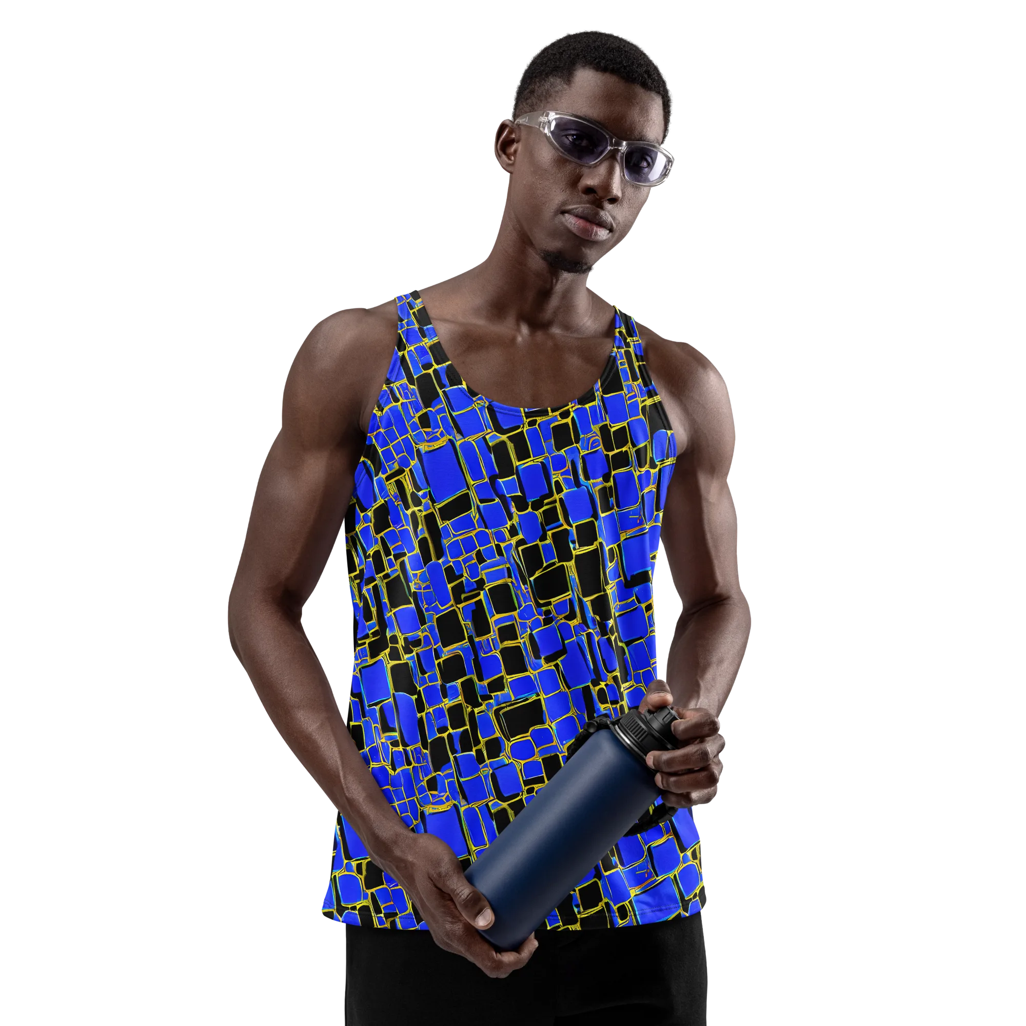 Blue Gold Matrix on Men's Tank Top — Front