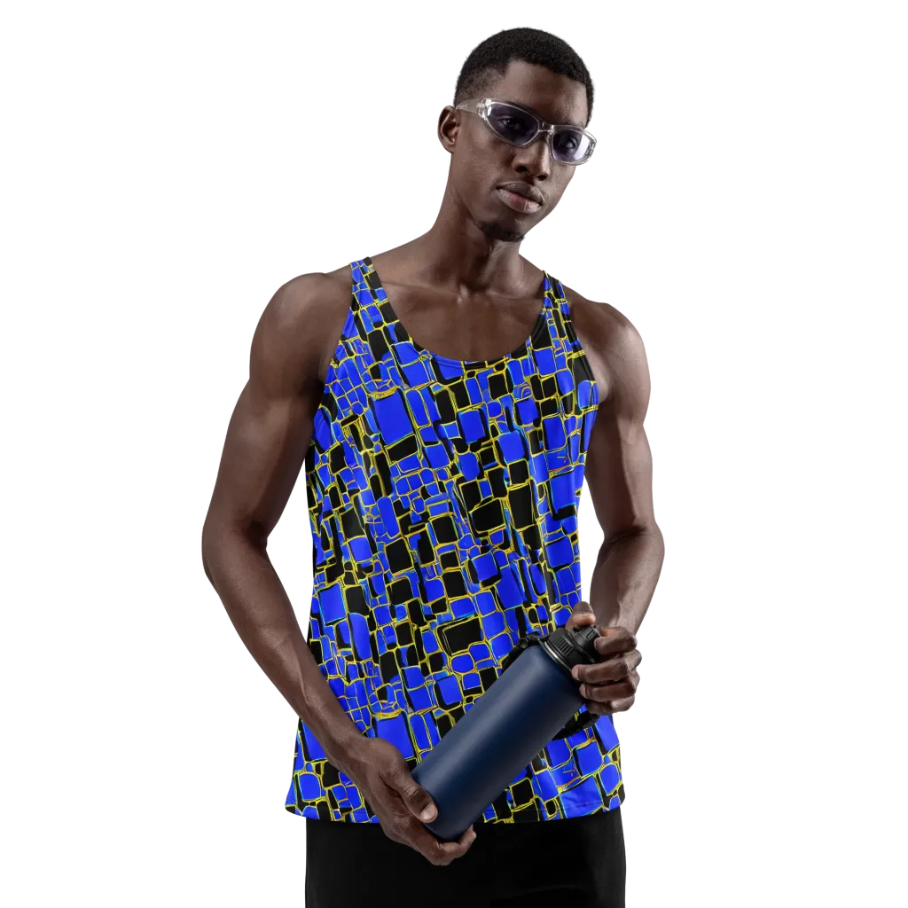 Blue Gold Matrix on Men's Tank Top — Front