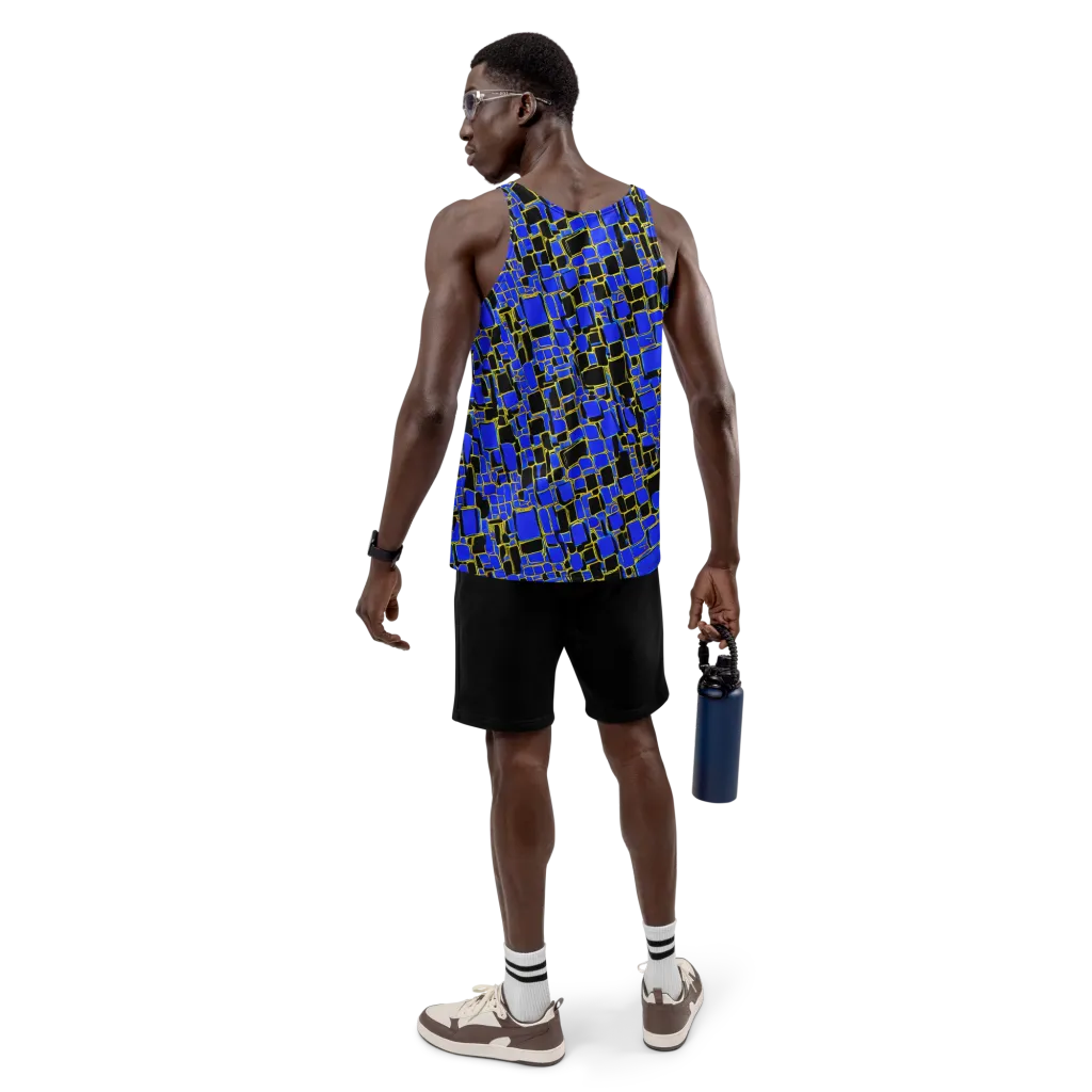 Blue Gold Matrix on Men's Tank Top — Back