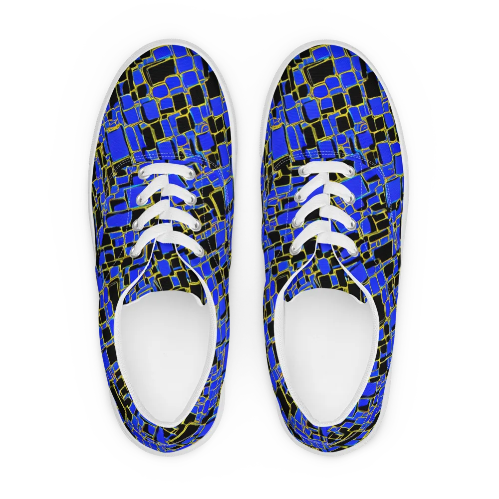 Blue Gold Matrix on Men's Lace-Up Canvas Shoes — Front