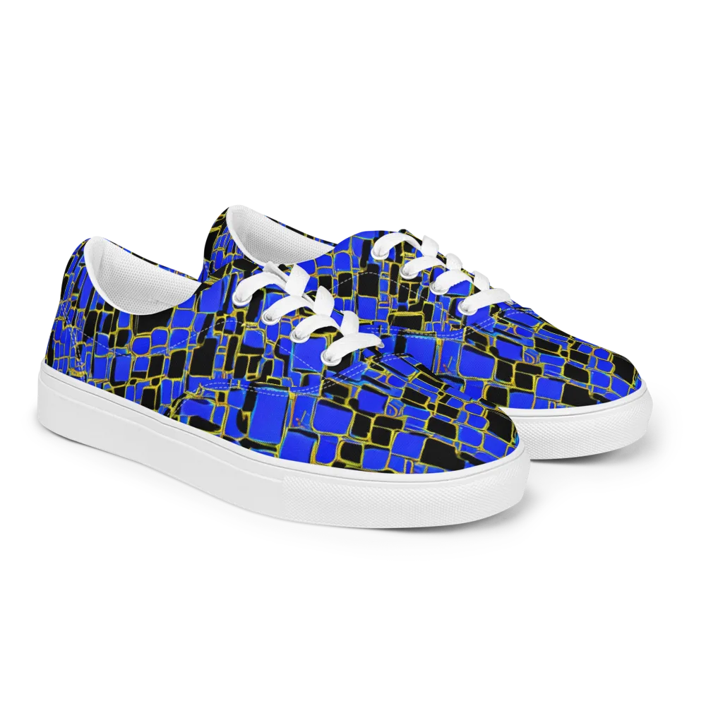 Blue Gold Matrix on Men's Lace-Up Canvas Shoes — Right Front