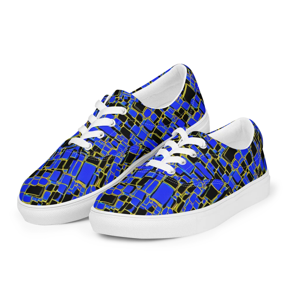 Blue Gold Matrix on Men's Lace-Up Canvas Shoes — Left Front