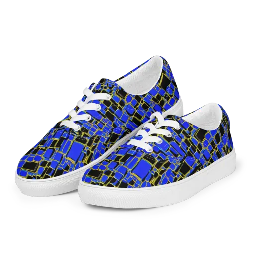 Blue Gold Matrix on a Men's Lace-Up Canvas Shoes