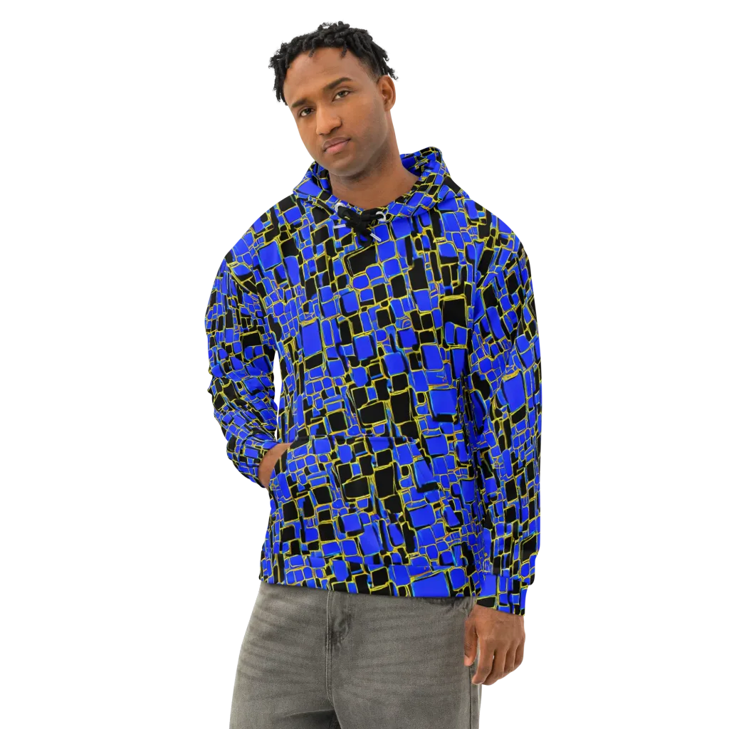 Blue Gold Matrix on Cotton Hoodie — Left Front