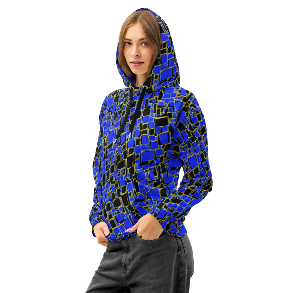 Blue Gold Matrix on Cotton Hoodie — Left Front