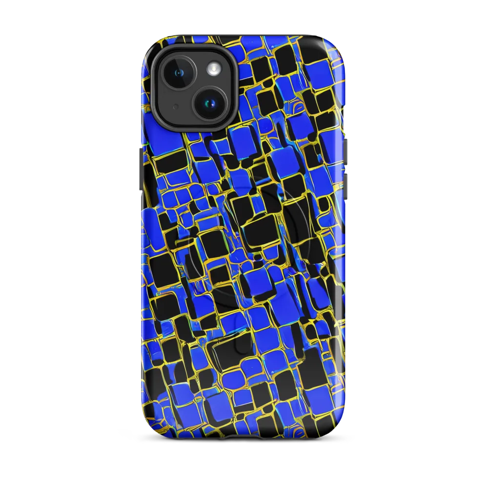 Blue Gold Matrix on MagSafe Tough Case for iPhone® — Front