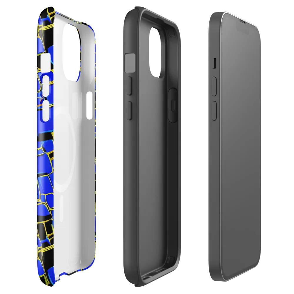 Blue Gold Matrix on MagSafe Tough Case for iPhone® — Front