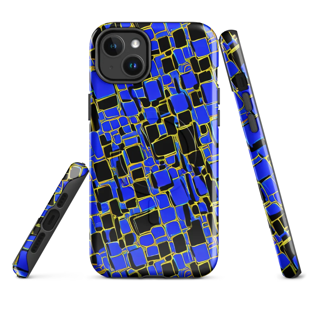 Blue Gold Matrix on MagSafe Tough Case for iPhone® — Front