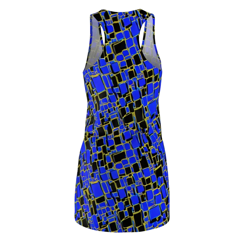 Blue Gold Matrix on Racerback Dress — Back