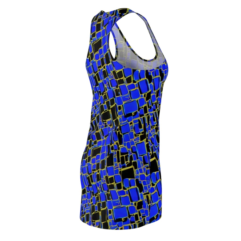 Blue Gold Matrix on Racerback Dress — Back Side