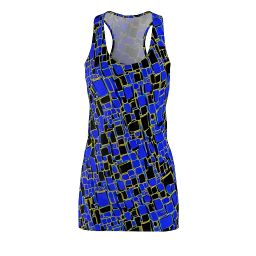 Blue Gold Matrix on a Racerback Dress