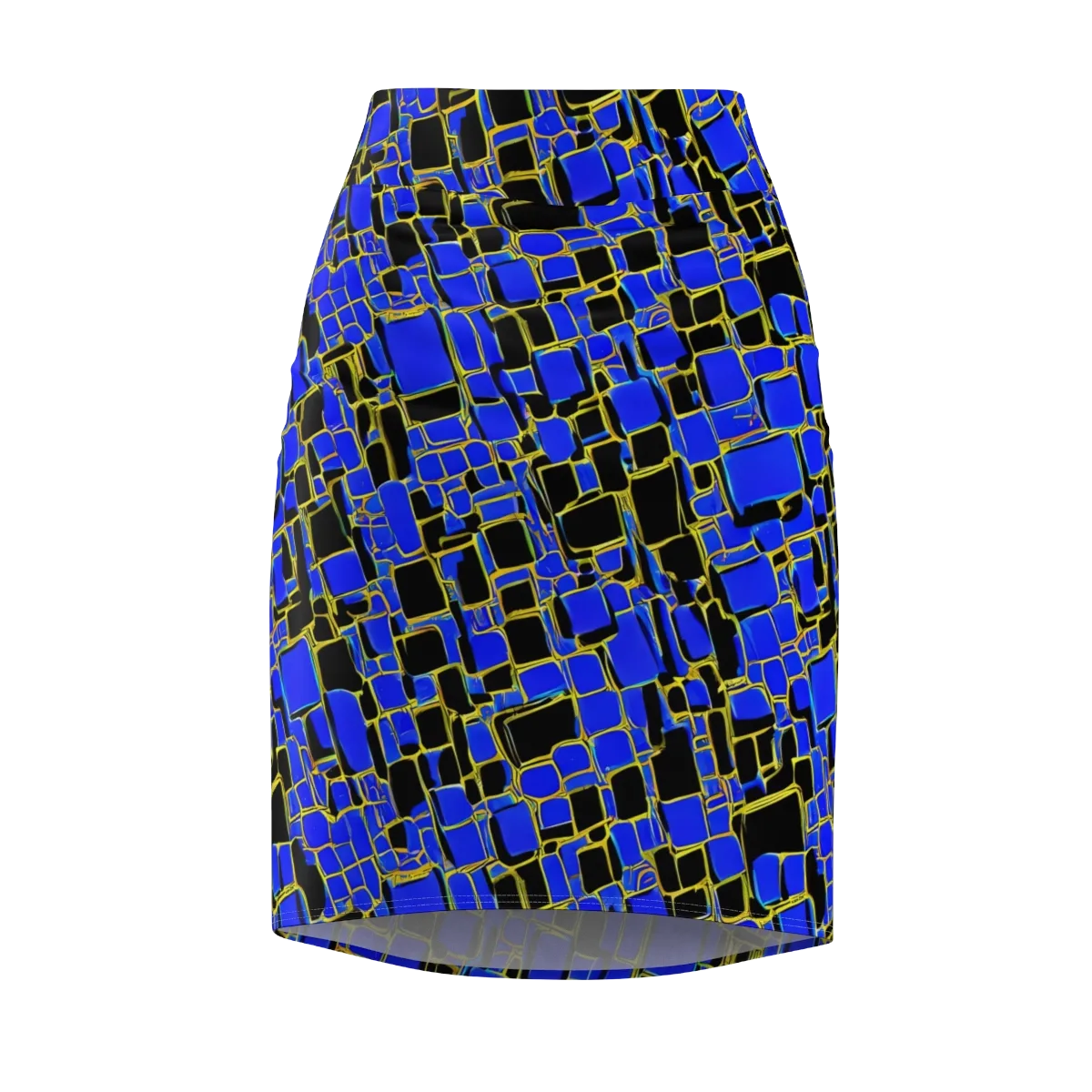Blue Gold Matrix on Pencil Skirt — Front