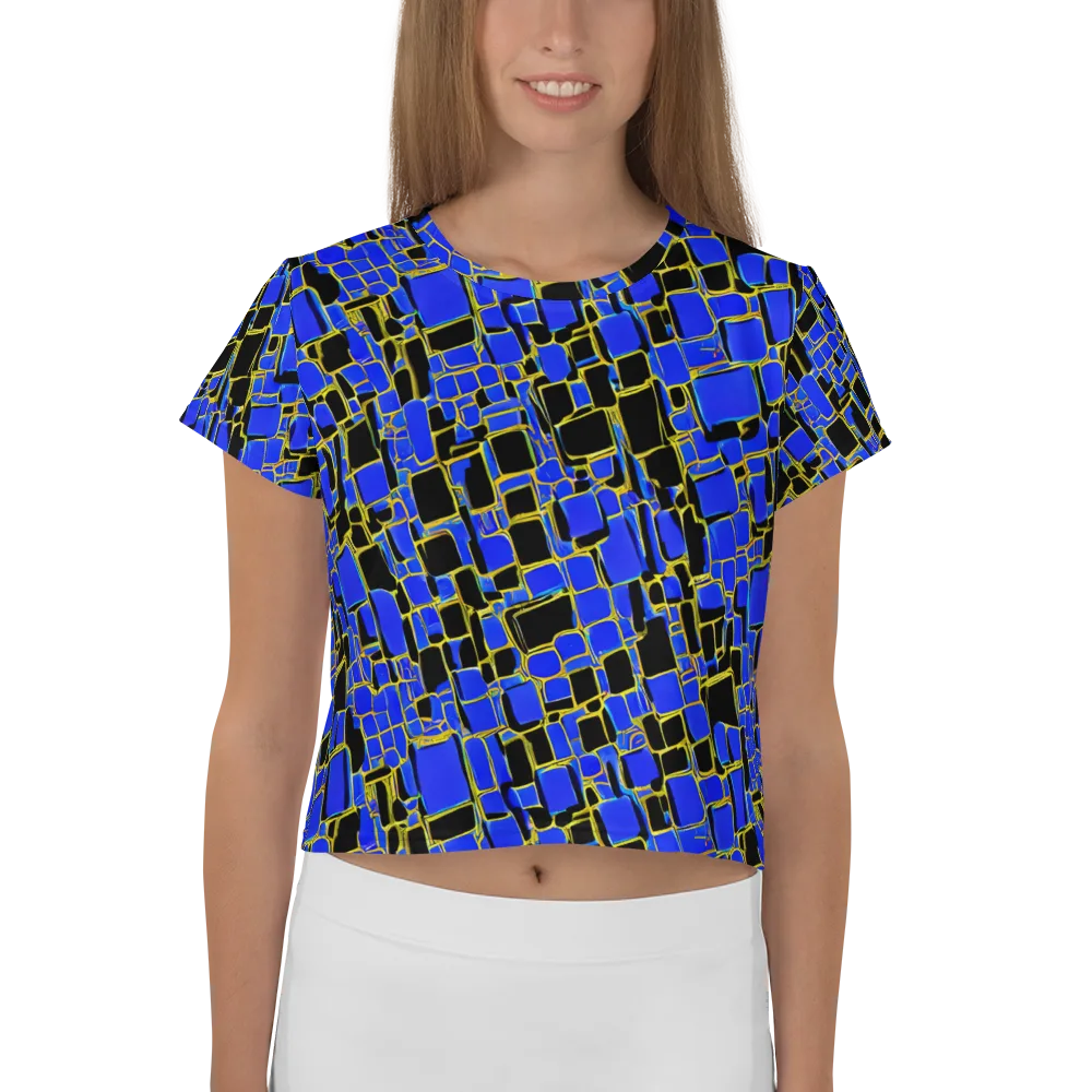 Blue Gold Matrix on Crop Tee — Front