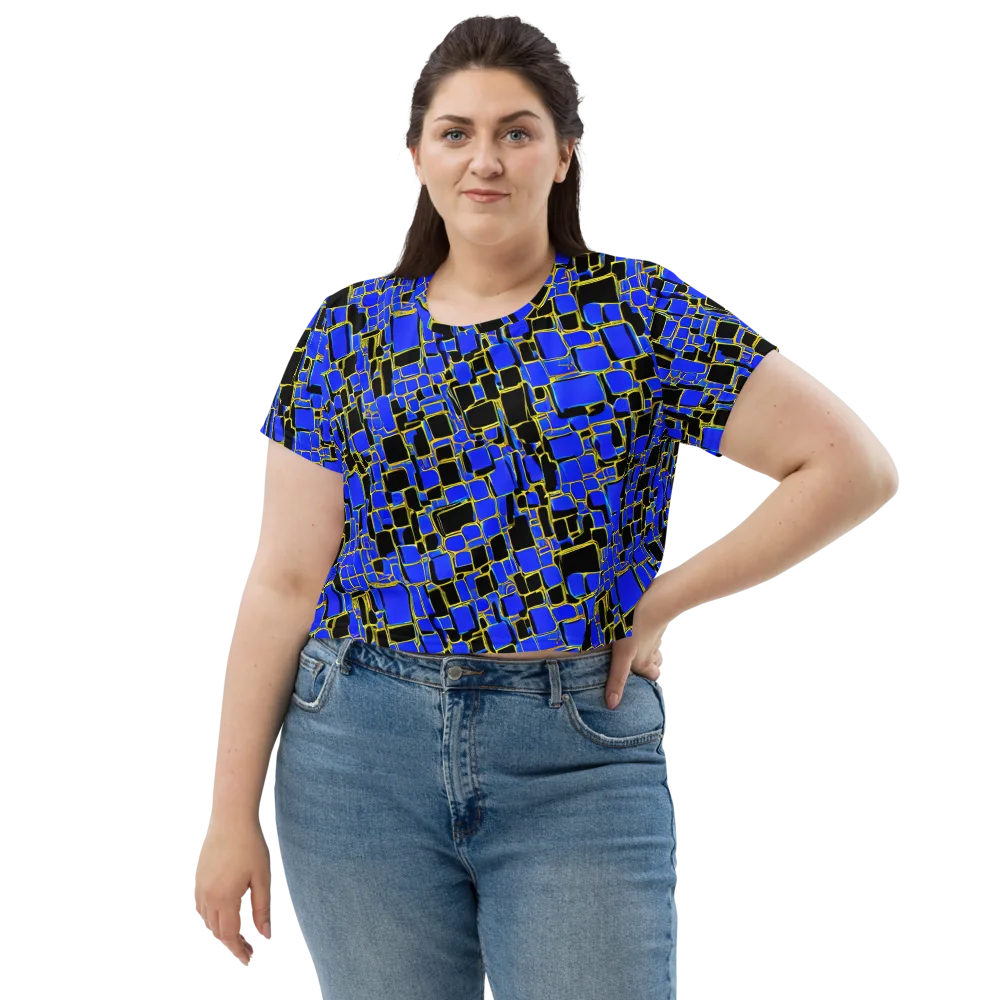 Blue Gold Matrix on Crop Tee — Front