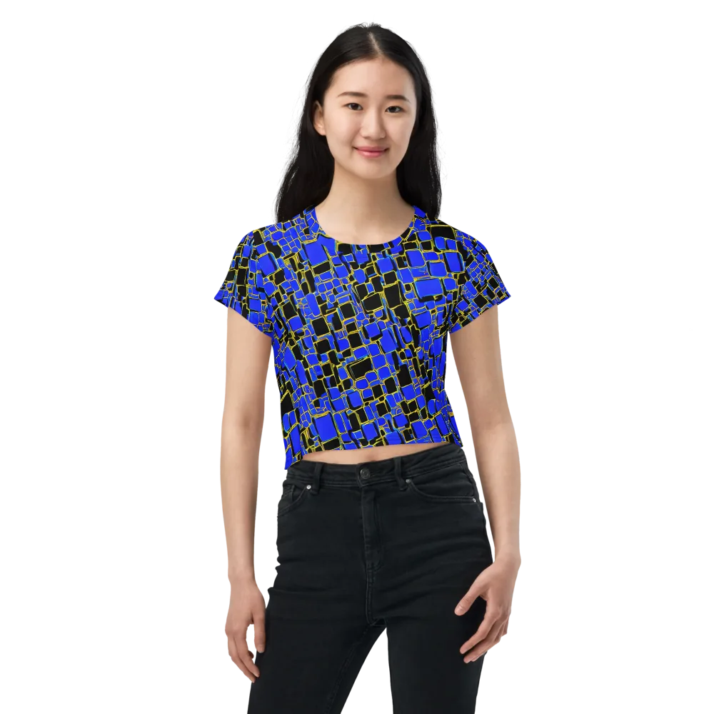 Blue Gold Matrix on Crop Tee — Front