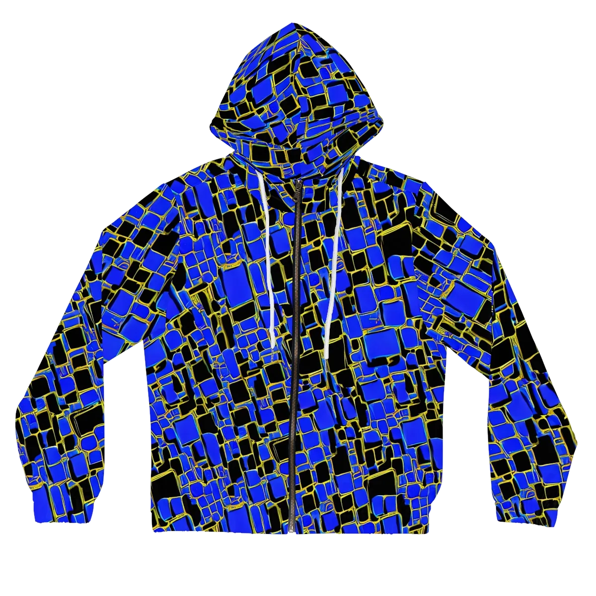 Blue Gold Matrix on Women's Full-Zip Hoodie — Front