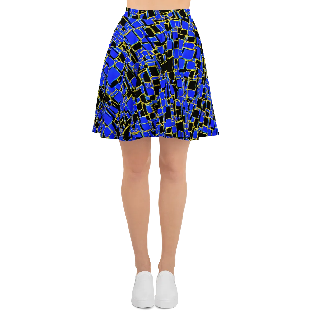 Blue Gold Matrix on Skater Skirt — Front