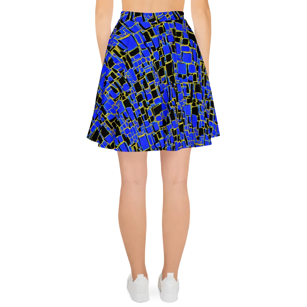 Blue Gold Matrix on Skater Skirt — Back