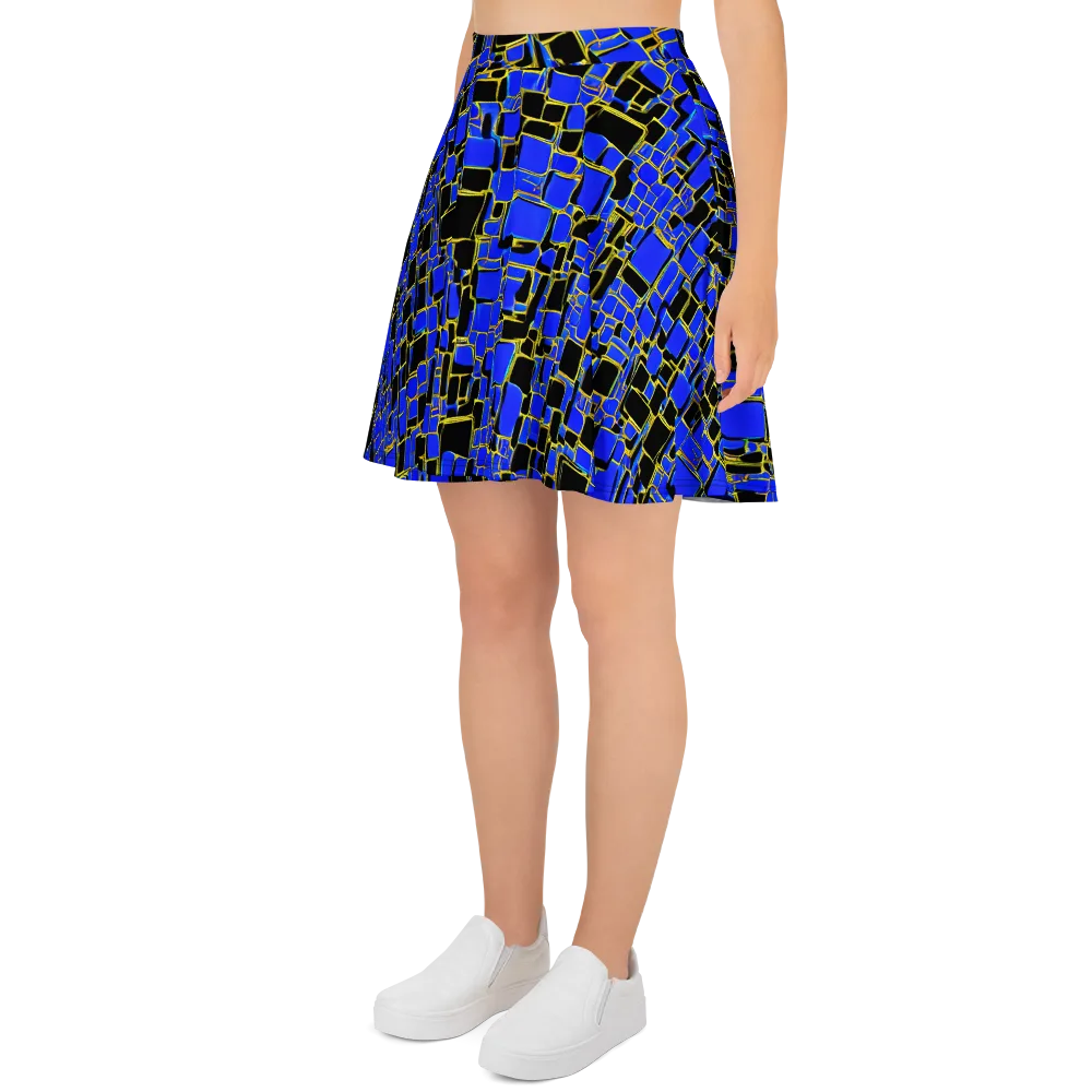 Blue Gold Matrix on Skater Skirt — Left