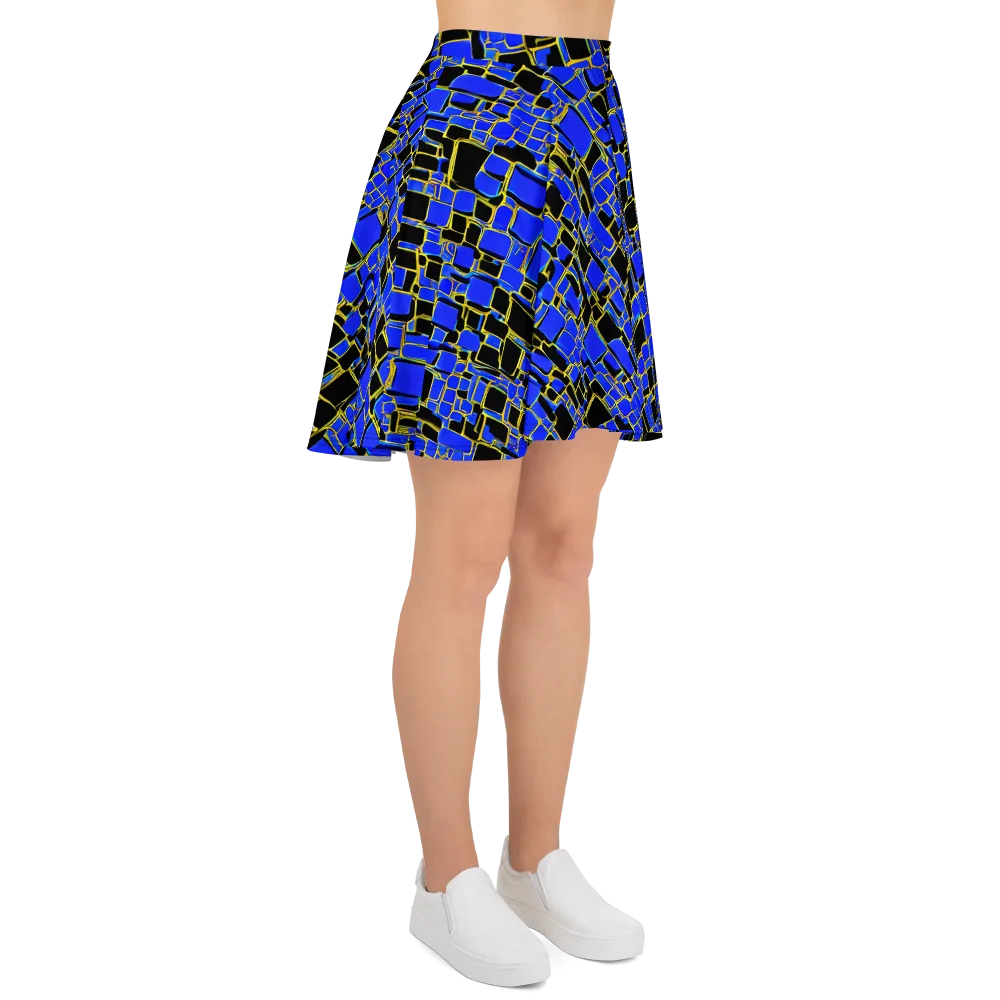 Blue Gold Matrix on Skater Skirt — Right