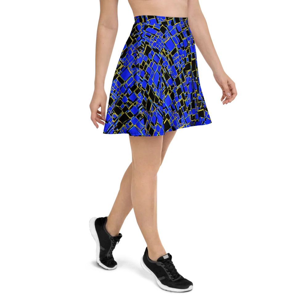 Blue Gold Matrix on Skater Skirt — Right