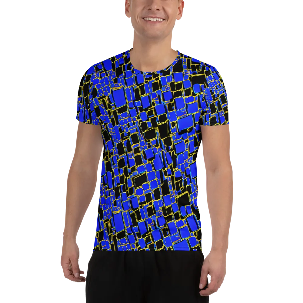 Blue Gold Matrix on Men's Athletic T-Shirt — Front