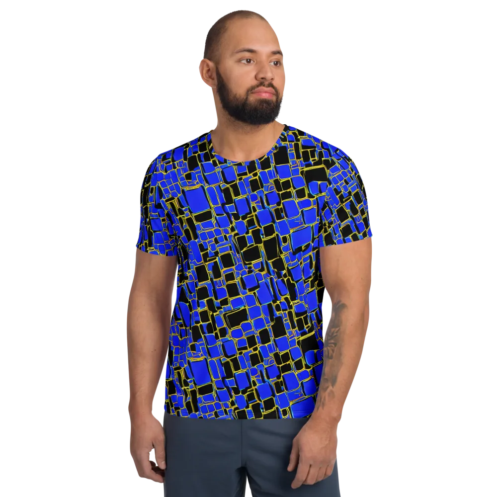 Blue Gold Matrix on Men's Athletic T-Shirt — Front