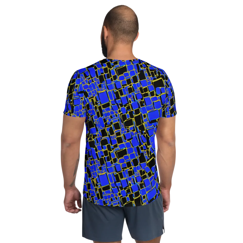 Blue Gold Matrix on Men's Athletic T-Shirt — Back