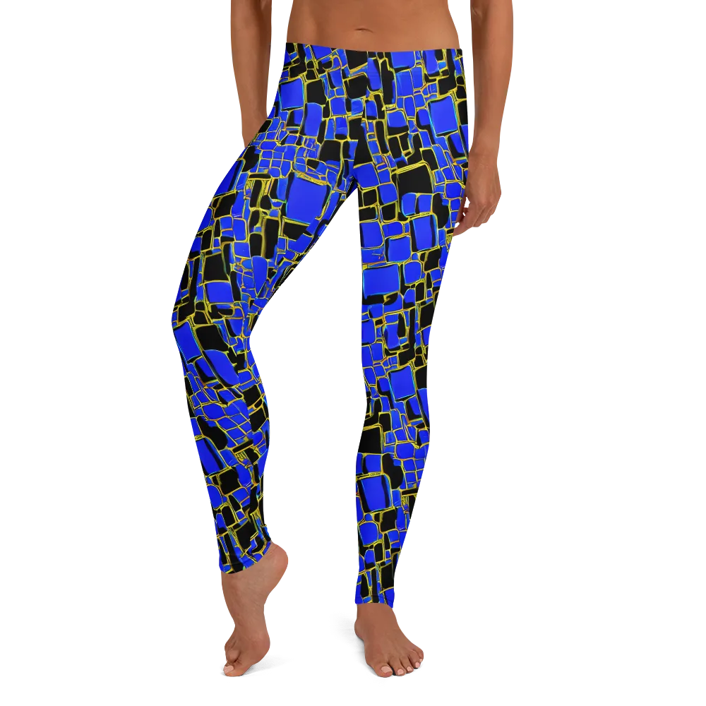 Blue Gold Matrix on Leggings — Front