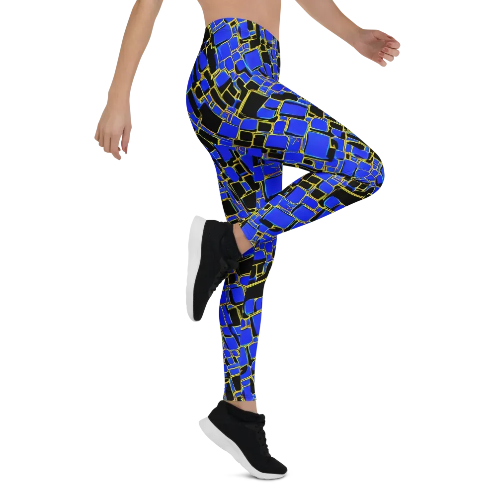 Blue Gold Matrix on Leggings — Right