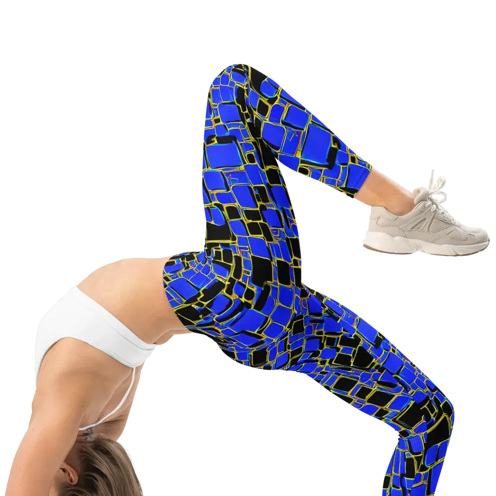 Blue Gold Matrix on Leggings — Right